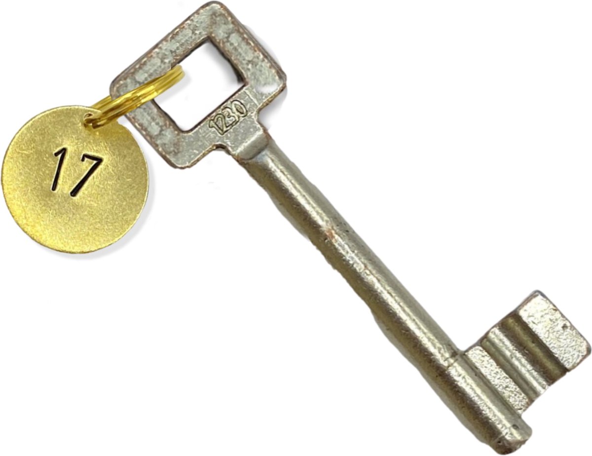 19 mm Messing Sleutelhanger inclusief graveren in messing, aluminium of koper, Retro Sleutelhanger met naam of nummer Gravering