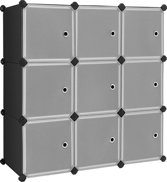 Rootz Opbergsysteem - 9 Cubes - Organizer - Opberger - Kunststof - Kunststof - Zwart - 93 x 31 x 93 cm