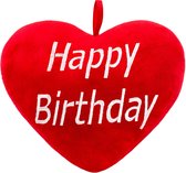 Brubaker Pluche kussen in hartvorm - Happy Birthday - rood 32 cm - Hart vormig kussen - Verjaardag Cadeau