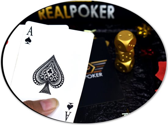 Dibond Ovaal - Azen uit Kaartspel bij Pokeren - 28x21 cm Foto op Ovaal (Met Ophangsysteem)