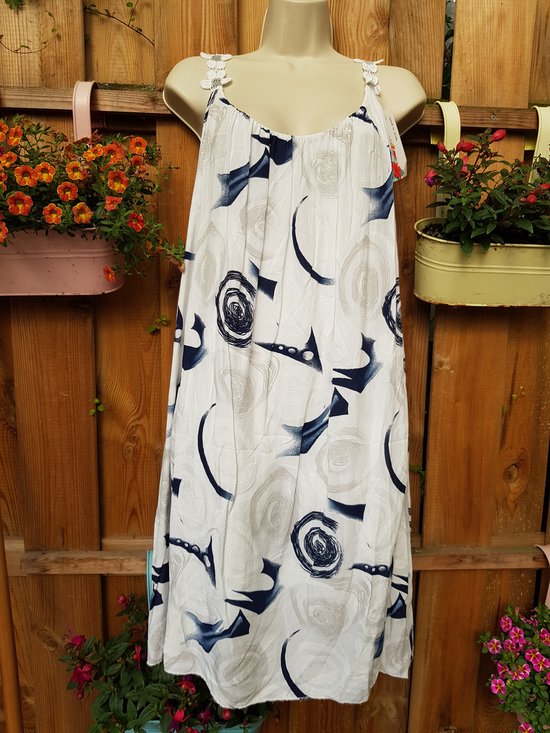 Dames jurk met print wit One size 40/46
