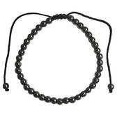 Fako Bijoux® - Natuurstenen Armband - Natuursteen - 4mm - Verstelbaar - 16-23cm - Hematiet - Grijs