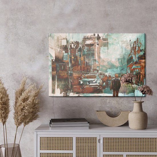 Peinture Roi - Toile colorée abstraite Ville - 120 x 80 cm