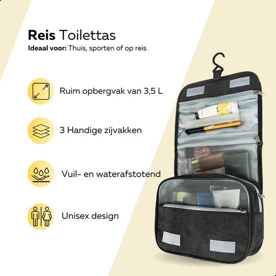 GOAT Outdoor Reis Toilettas met haak - Unisex Travel organizer - Zwart - GOAT Outdoor®