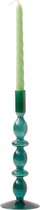 WinQ - Bougeoir en Glas aux formes rondes gaies de couleur vert d'eau - 9x26,5cm - Bougeoir en verre pour 1 bougie - Décoration salon - Bougie de dîner