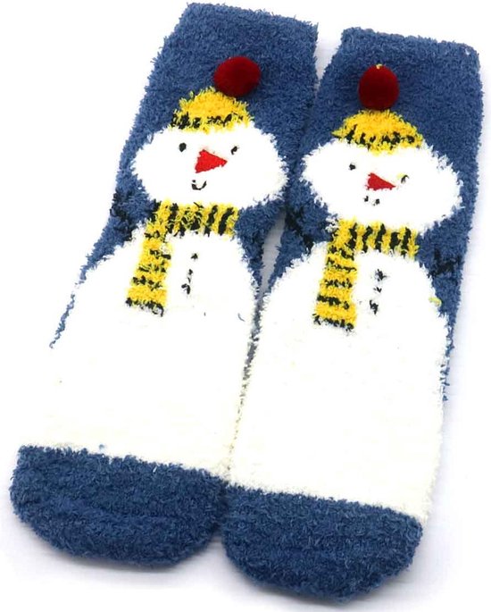 Sokken Fluffy - Sneeuwpop met Sjaal - Katoen - Uniseks - Schoenmaat 35-40