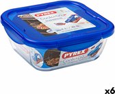 Lunch box hermétique Pyrex Cook & go 21 x 21 x 9 cm Blauw 1,9 L Glas (6 Pièces)