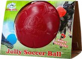 Jolly Pets Jolly Soccer Ball – Ø 15cm – Hondenspeelgoed – Apporteerspeelgoed– Jollyflex stevig kunststof – Drijvend hondenspeeltje – Rood