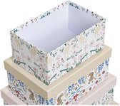 Set van opstapelbare opbergboxen DKD Home Decor dieren Blommor Karton (43,5 x 33,5 x 15,5 cm)