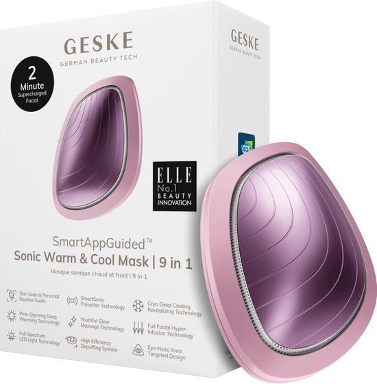 Foto: Geske smartappguided sonic warm cool mask 9 in 1 beauty led gezichtsmasker volledig led spectrum en roodlichttherapie warmte koeling verhoogde inname van gezichtsverzorging