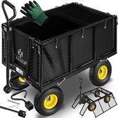Zelsius Bolderkar | 350 kg Draagkracht, 105 Liter | Groen Geel | Tuinkar, Tuinwagen, Kipwagen | Handkar Luchtbanden | Opvouwbare Transportkar voor Tuinwerk