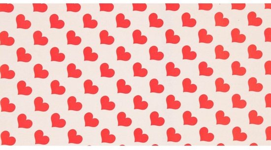 Papier cadeau Saint-Valentin fond rouge, coeurs brillants - 0,70 x 25m