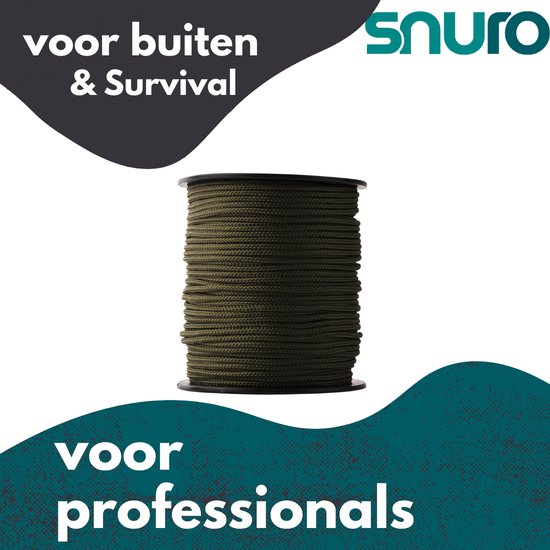 SNURO polyester touw (3mm, 100M) - robuust gevlochten polyester touw in het  kaki groen... | bol.com
