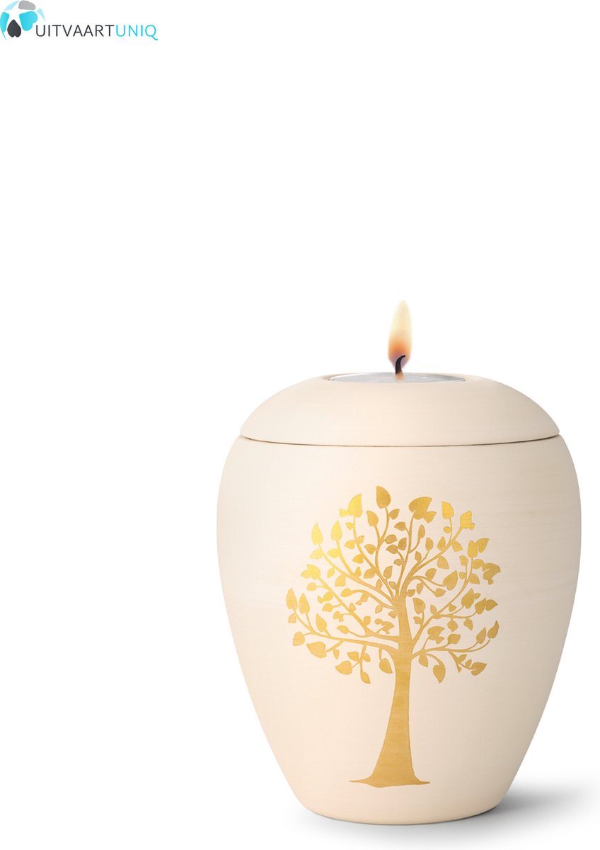 Mini boom urn met lichtje - Keramiek