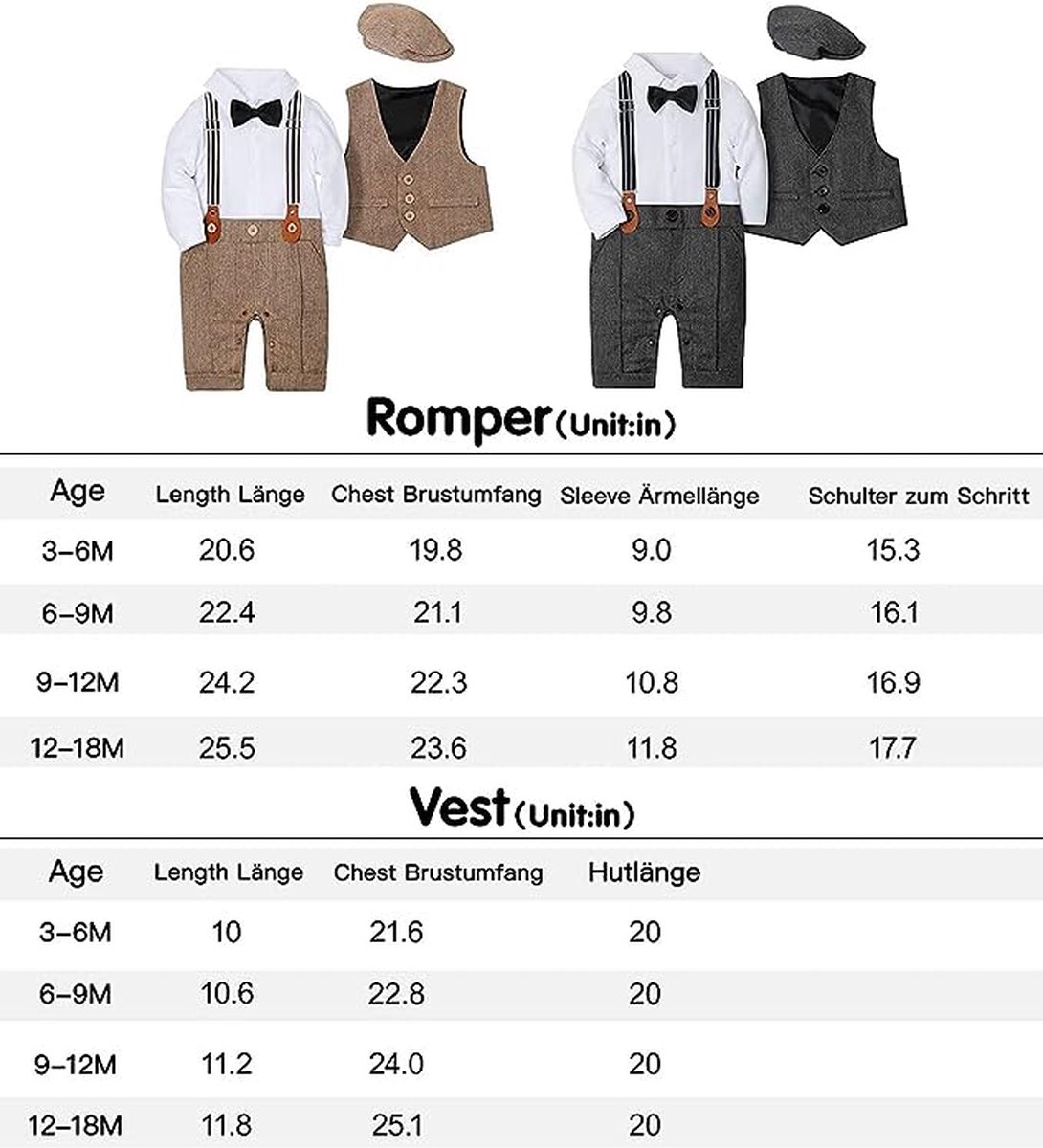 Kinderpakken en coördinaten Gentleman Balipig jongens 3-delig rompertje met korte mouwen met vlinderdas shorts bretels muts jongens overall gentleman zomer blauw 3-6 maanden