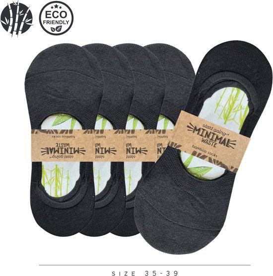 green-goose® Dames Bamboe Footies Zwart | 5 Paar | Maat 35-39 | Invisible Socks | Ballerina's | Duurzaam Bamboevezel | Ademend en Superzacht!