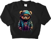 Pull enfant - Zwart- Tough Sweater avec cool bear - Taille 104