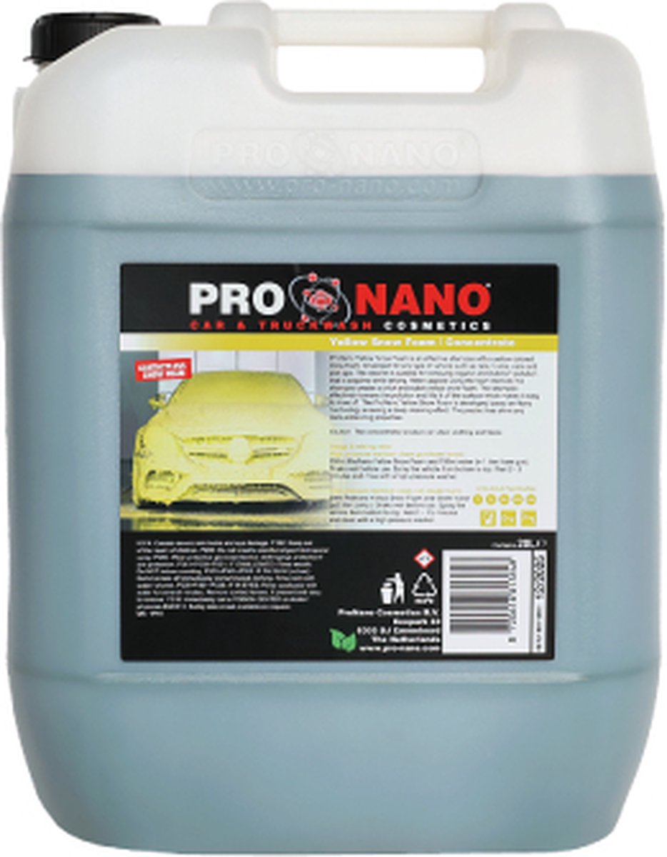 ProNano | Pro Nano Yellow Snow Foam 20L | Concentraat | CONTACTLOOS WASSEN! NANO TECHNOLOGIE | voor contactloze, krasvrije reiniging van personenauto's|