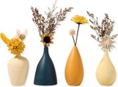 Kleine keramische vazenset, keramische vazen voor bloemen, decoratieve vazen voor woonkamer, mini, handgemaakte vazen voor tafeldecoratie, moderne vaas met Morandi matte kleur, set van 4