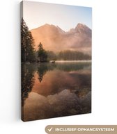 Toile toile - Peinture sur toile - Water - Arbres - Berg - Brouillard - Photo sur toile - 80x120 cm - Peintures sur toile