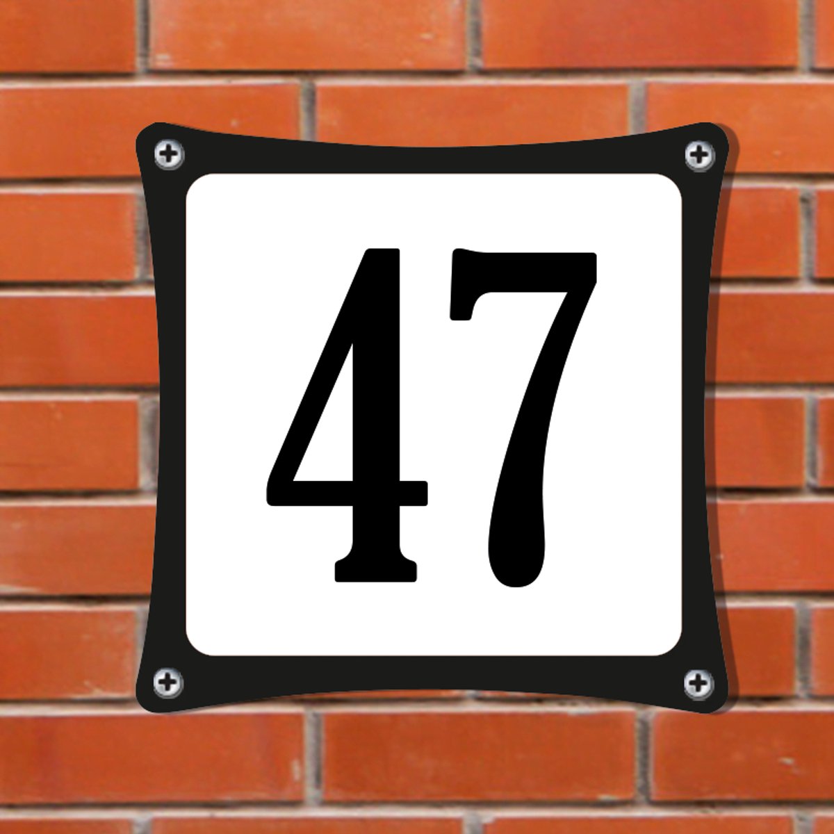 Decoporta Huisnummerbord Emaille-Look - Nummer 47 - Standaard - 10 x 10 cm | incl. schroeven