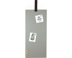 Magneetbord Aimant Rechthoek grijs groen - zwart leren band - 80x35 cm