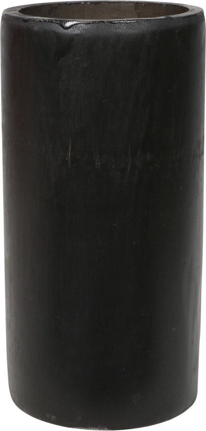 Kaarshouders/waxinelichthouders bamboe grijs/groen 16 cm - Stompkaars uitstraling - Theelichthouders/kaarsenhouders