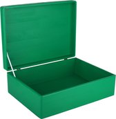 Boîte de rangement en bois vert Creative Deco XL | 40 x 30 x 14 cm | avec un couvercle | Boîte Coffre