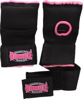 Rumble - Binnenhandschoenen Boksen - Bandage Boksen - Zwart-Roze met Stevige strap XL
