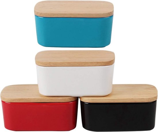 Ceramische Botervloot met Houten Deksel en Botermes, Multifunctionele