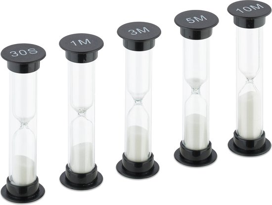 Relaxdays zandloper set - 5x - kinderen - koken - eierwekker - tijdmeter - timer - plastic