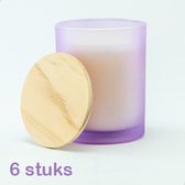 6 pièces de bougies parfumées avec couvercle en bois - couleur violet/lilas