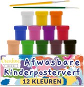 Creative Deco Kinder Plakkaatverf Waterverf Set – 12x20ml – Afwasbaar, Intense Kleuren