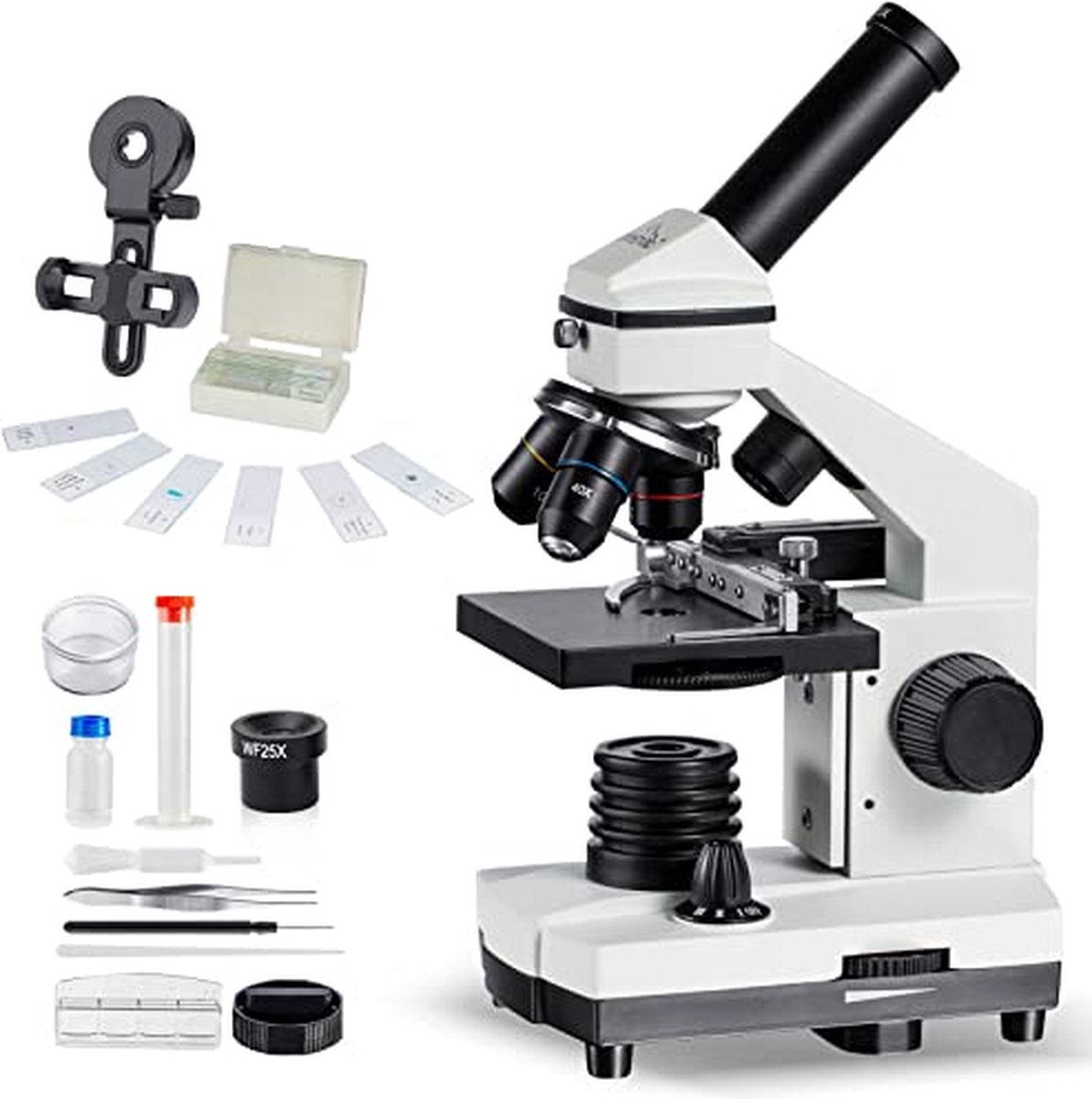Microscope for Kids Adults 100x-1000x Mechanical Stage Reflected/Transmitted Illumination Wide-Field Eyepieces