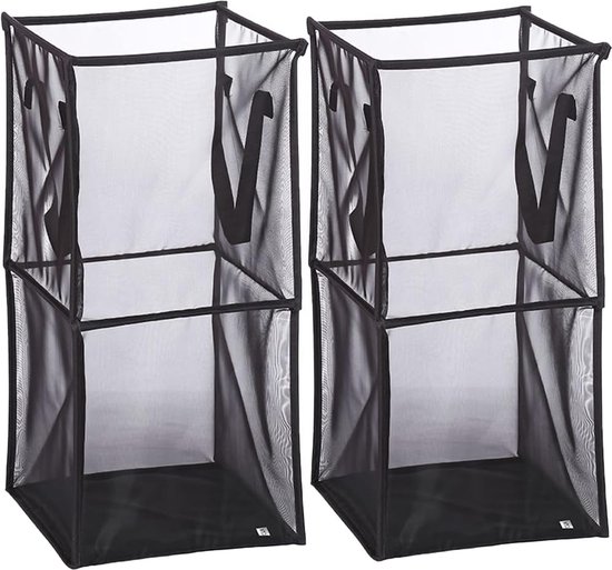 Panier à Linge Pliable En Maille Respirante Avec Poignées Solides - Idéal Dortoir, Petit Appartement, Voyage - 21 Gallons Noir