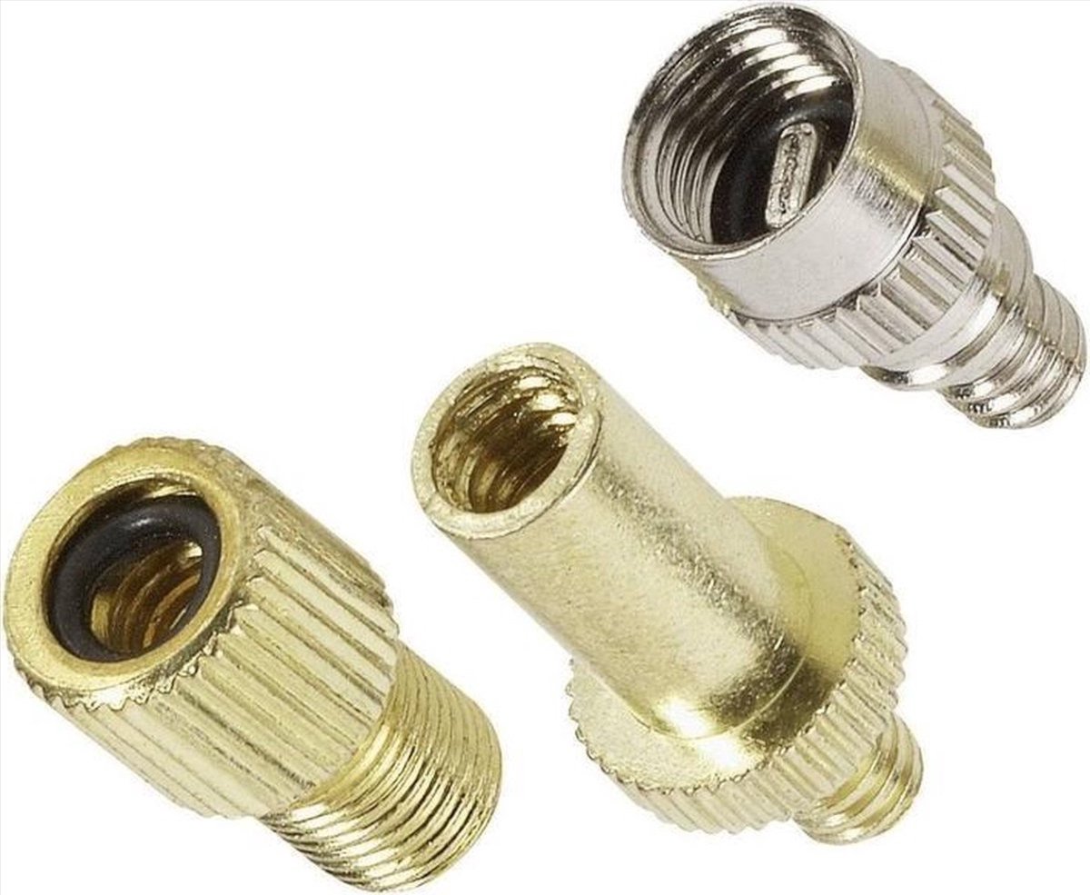 CHPN - Ventiel - Verloopstukje ventiel - Verloopstukje - Fiets accessoire - Verloopnippel voor Fietsventiel - 3-delig - Ventiel opzetstuk - Universeel - 2 stuks