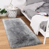 Faux schapenvacht (60 x 90 cm), langharig tapijt van imitatiebont, wollige decoratievacht om op de grond voor bed of bank te leggen., 80 x 180 cm
