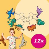 Tuf-Tuf Uitdeelcadeaus 12 STUKS Dino Sleutelhangers - Traktatie Uitdeelcadeautjes voor kinderen - Klein Speelgoed