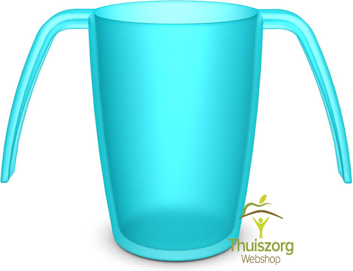 Beker met 2 handvatten: 250 ml - turquoise