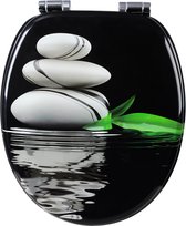 BukkitBow - Toiletbril met Softclose - Toiletbril / Toiletzitting met Print - Antibacterieel - Black Friday & Kerstcadeau - Stenen in Water