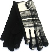 Handschoenen Geruit - Dames - One Size - Touchscreen Tip - Grijs