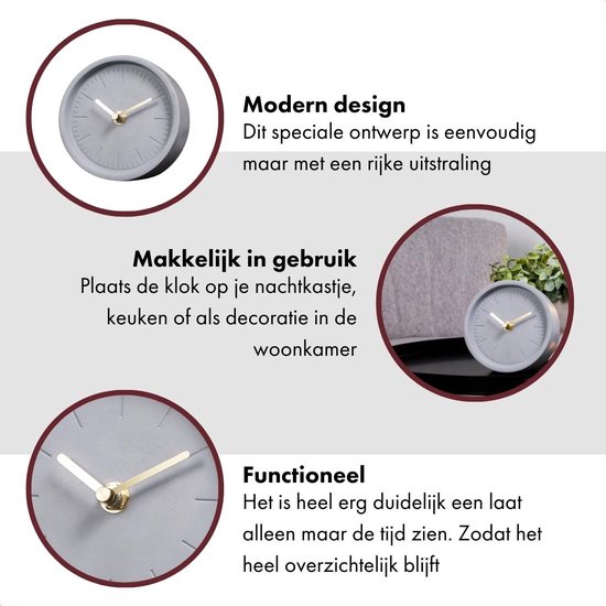 HZDHCLH Tafelklok 28 cm hoog, stil, niet tikken, retro Romeinse kunst bureauklok voor woonkamer, slaapkamer, kantoor (koper