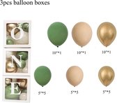 Drie doorzichtig letter ballon blokken One wit inclusief 18 ballonnen groen, goud en beige - ballonbox - box - ballon - one - cakesmash - 1