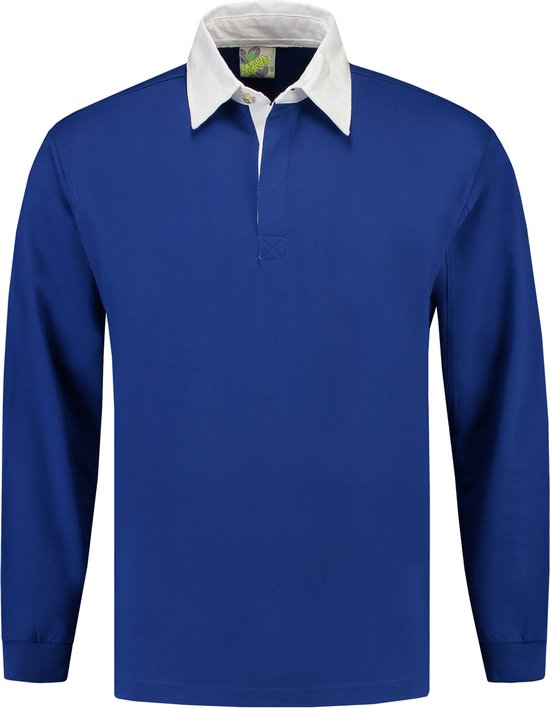 L&S Rugby Shirt voor heren in de kleur Royal Blue maat S