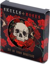 Crâne et roses Set de 4 Sous-verres