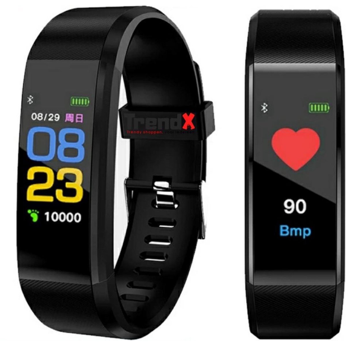 TrendX Smart Watch 115 Plus - Horloge - Bluetooth - Waterdicht - Zwart