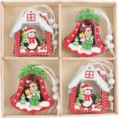Houten Kersthangers - Kerstboom Versiering - Kerst Ornamenten - 12 stuks