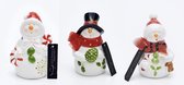 Sneeuwpop - Familie - Sneeuwpoppenfamilie - Porselein - Ledlicht - Lamp - Ledlamp - Kerst - Winter - Decoratie - Kerstcadeau - Sinterklaascadeau - 5 December - Kerstdecoratie - Winterdecoratie - Cadeau