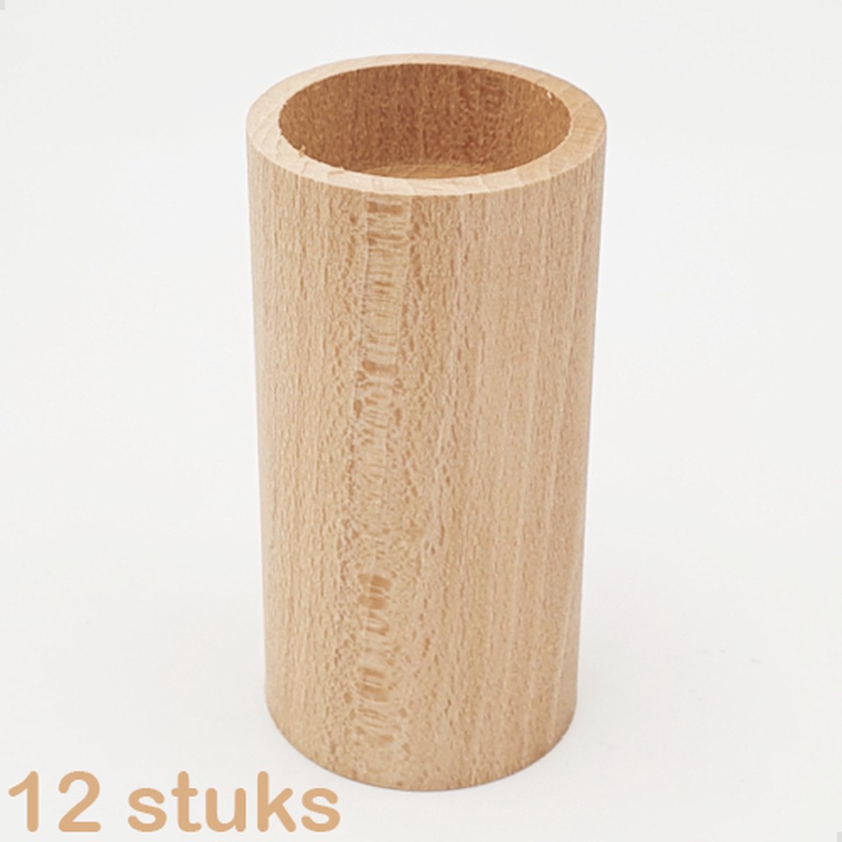 12 Stuks Houten Theelichthoudertjes – Promopack – Blanco – Hout - 10 cm hoog - Kaarsjes houder - Waxinelichtjes – Te Graveren – Meerdere formaten verkrijgbaar