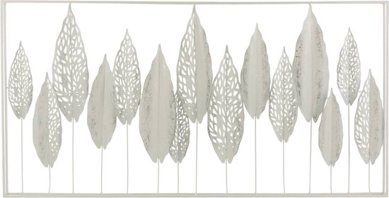 J-Line wanddecoratie Bladeren - metaal - wit